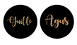 Stickers plancha negro y oro/bronce redondas (40u)